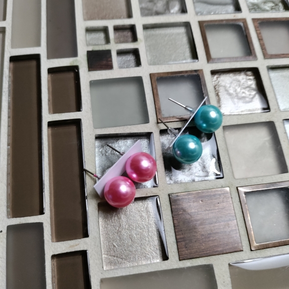 Pink & Blue earrings - Picture 2 of 3